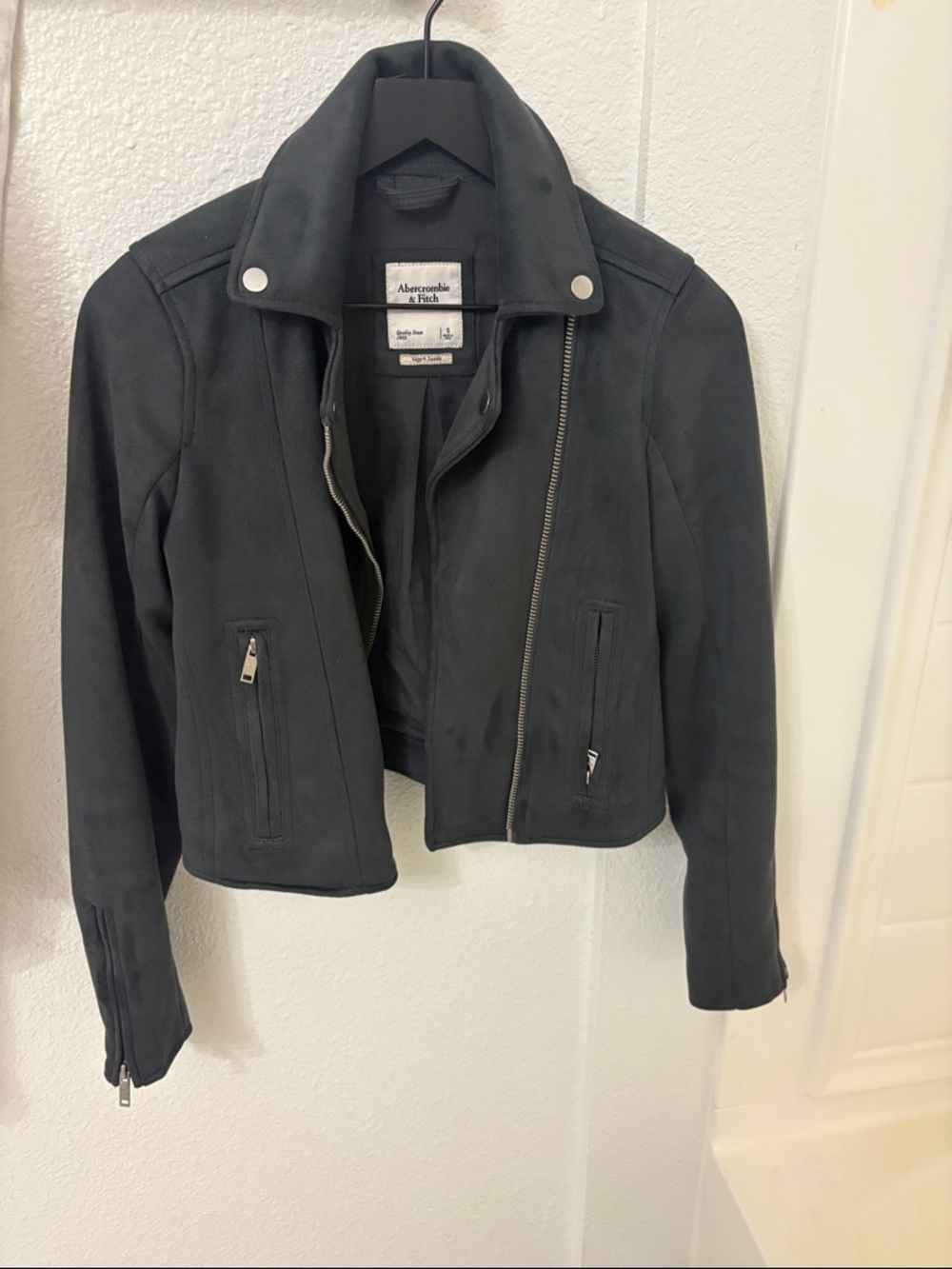 Abercrombie & Fitch Black Suede Asymmetrical Zip Jacket